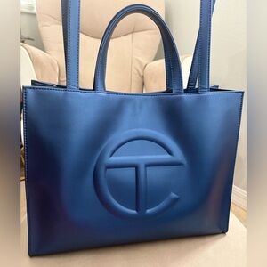 Telfar Cobalt (Metallic Blue) Medium Shopping Crossbody Bag *Comes w/Free Insert